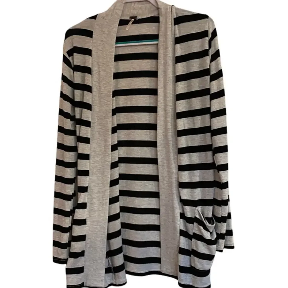 Black and White Striped Cardigan  Size Large
